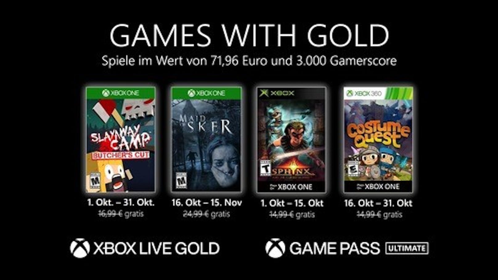 Games with Gold: Neue Spiele im Oktober.