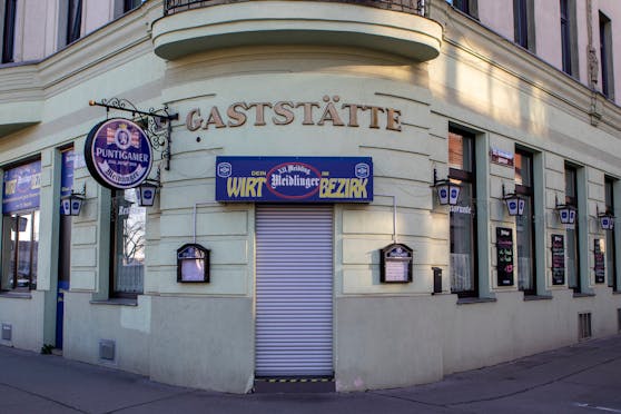 Eine geschlossene Gaststätte während des Corona-Lockdowns in Wien, 15. März 2020