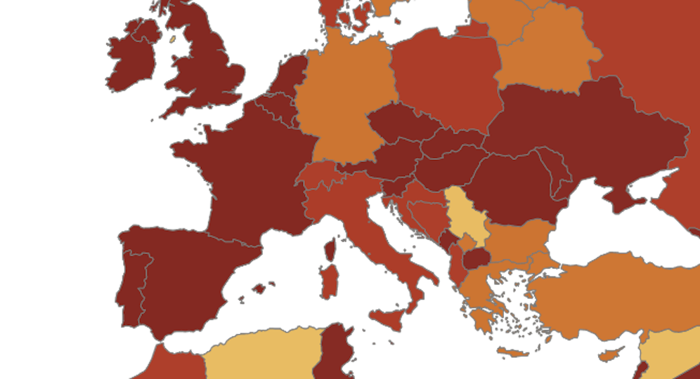 Österreich wird auf der Corona-Ampel des ECDC Rot.
