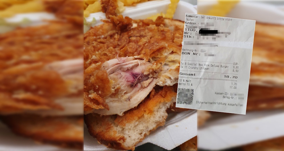 So kam der bestellte Chicken-Burger an.