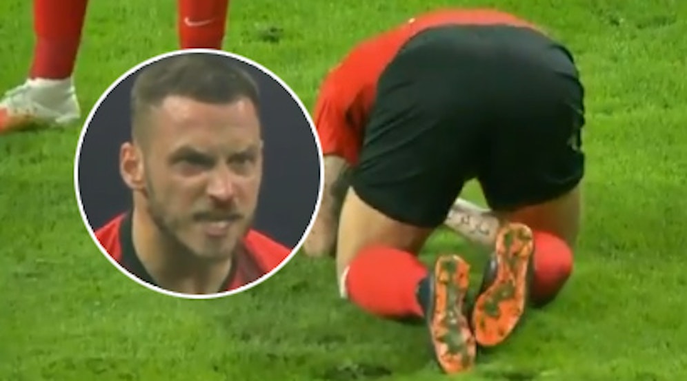 Marko Arnautovic verletzt am Boden