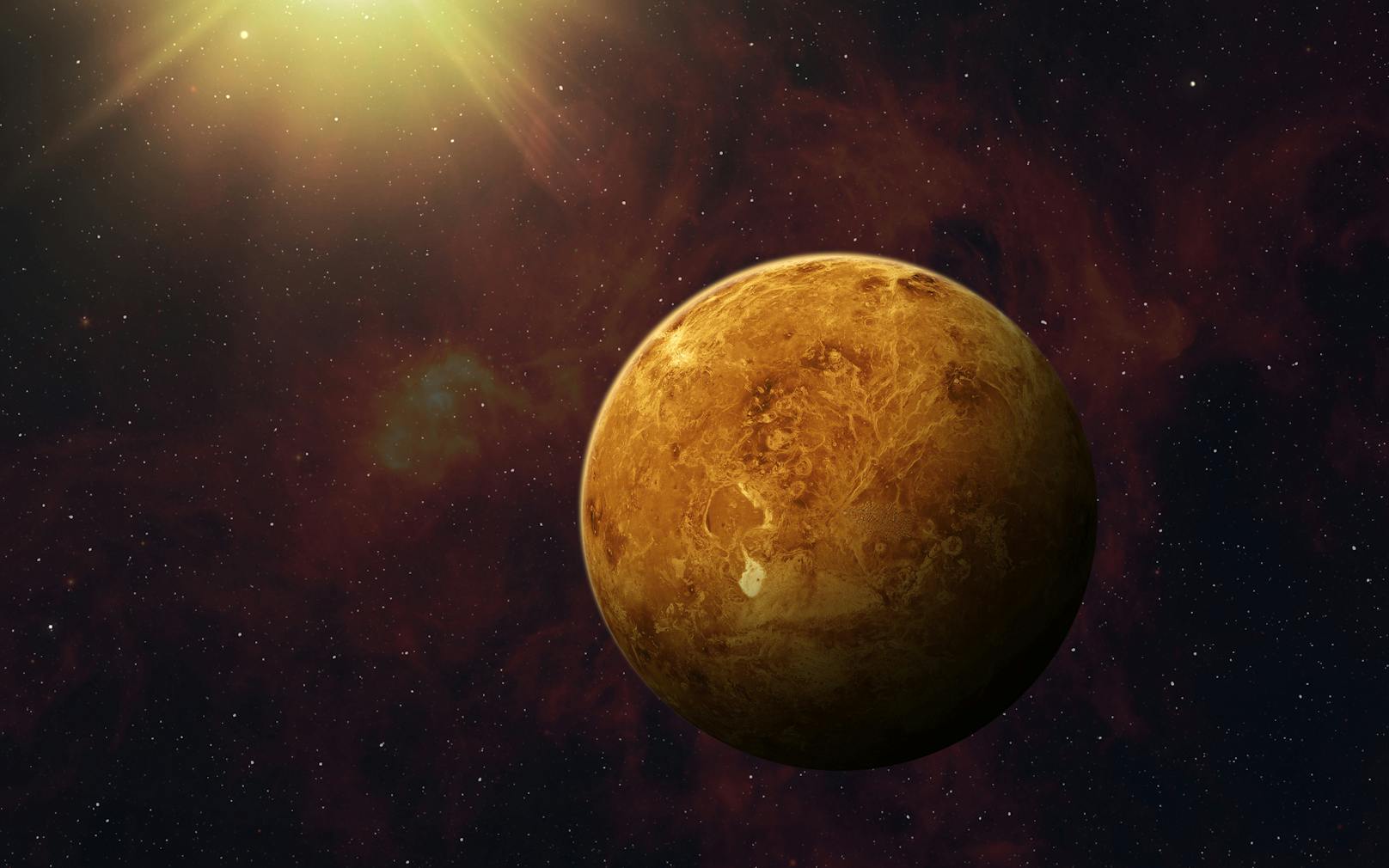 In der Atmosphäre der Venus wurden Spuren von Leben gefunden. Ein Vorkommen des Gases Phosphin deutet darauf hin.&nbsp;