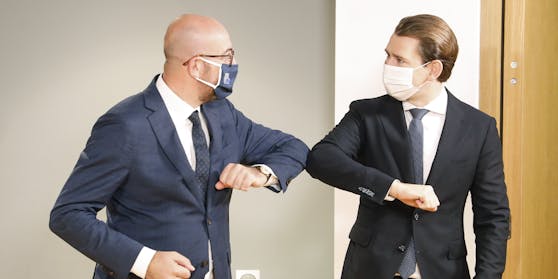 EU-Ratspräsident Charles Michel (li) und Bundeskanzler Sebastian Kurz (ÖVP)