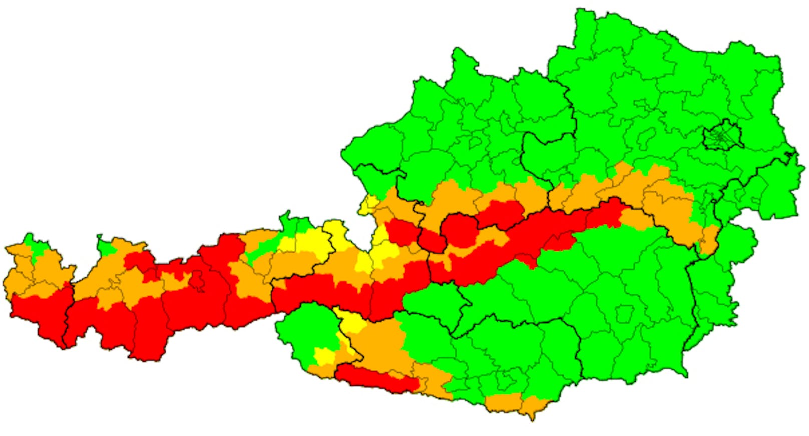 Rote Sturm-Warnungen in Österreich