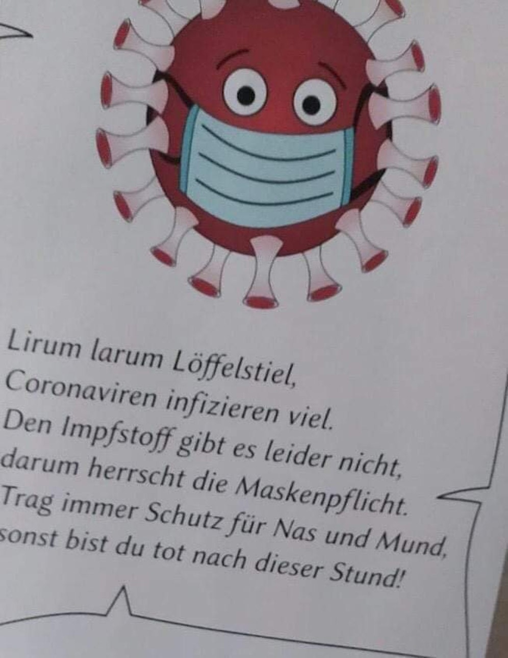 Ein Corona-Reim für Kinder sorgt für Aufregung.