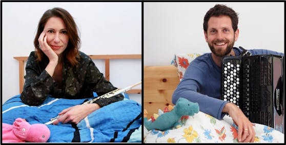 Das Duo "luft:zug": die Querflötistin Nicole Heibl und Sebastian Dvorak-Novak am Akkordeon