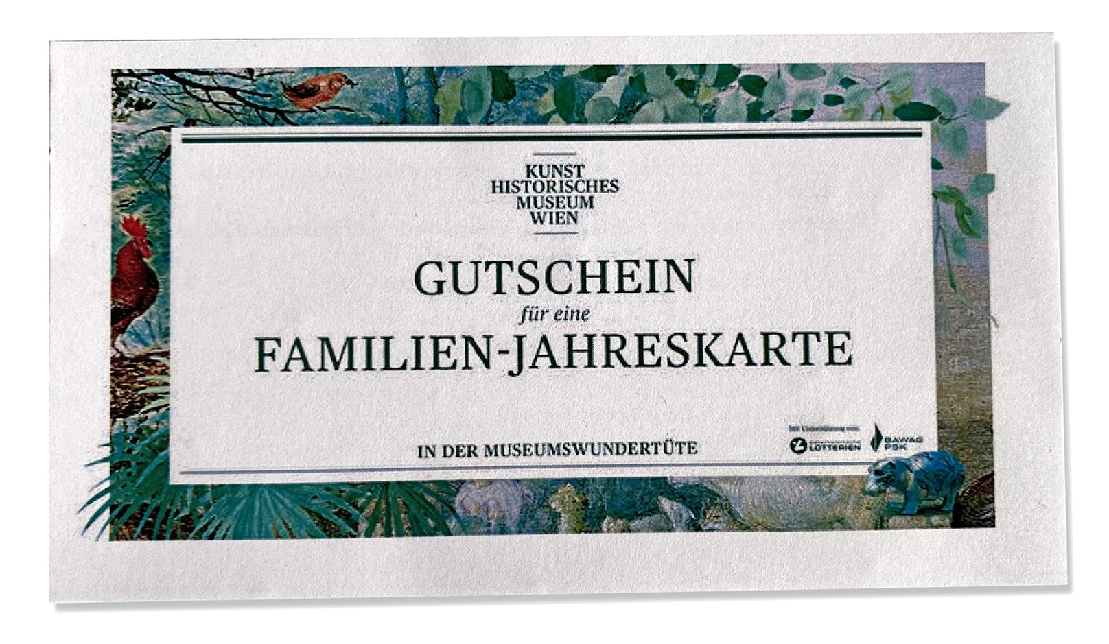 Der Gutschein für eine Familien-Jahreskarte ermöglicht unbeschränkten Zutritt zu allen Museen und Standorten des KHM-Museumsverbands.