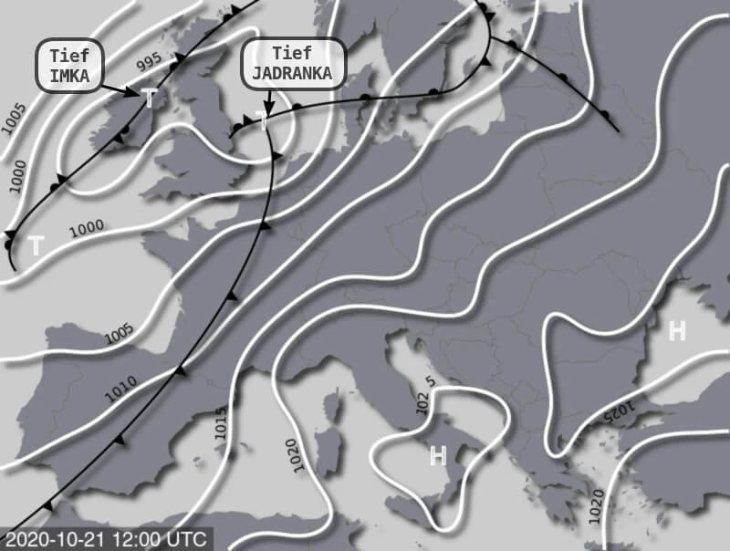Die Wetterlage am Mittwoch
