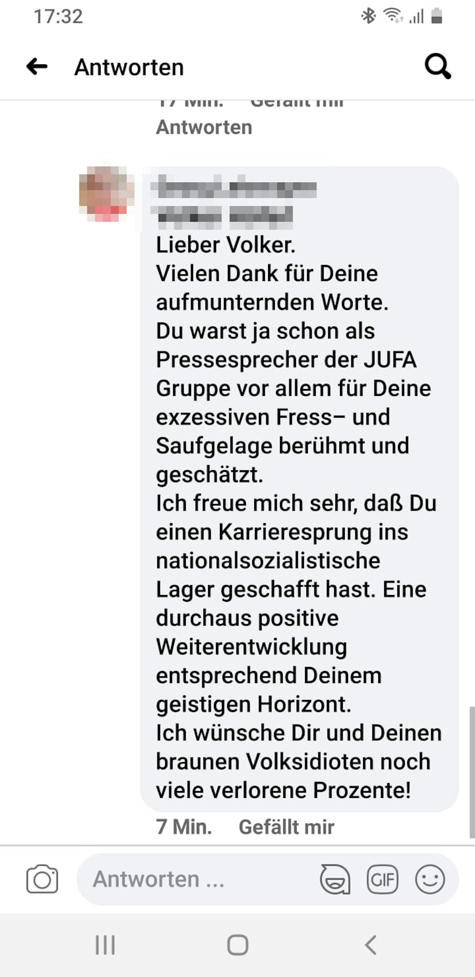 Die Original-Antwort des KPÖ-Taxlers an den FP-Pressemann