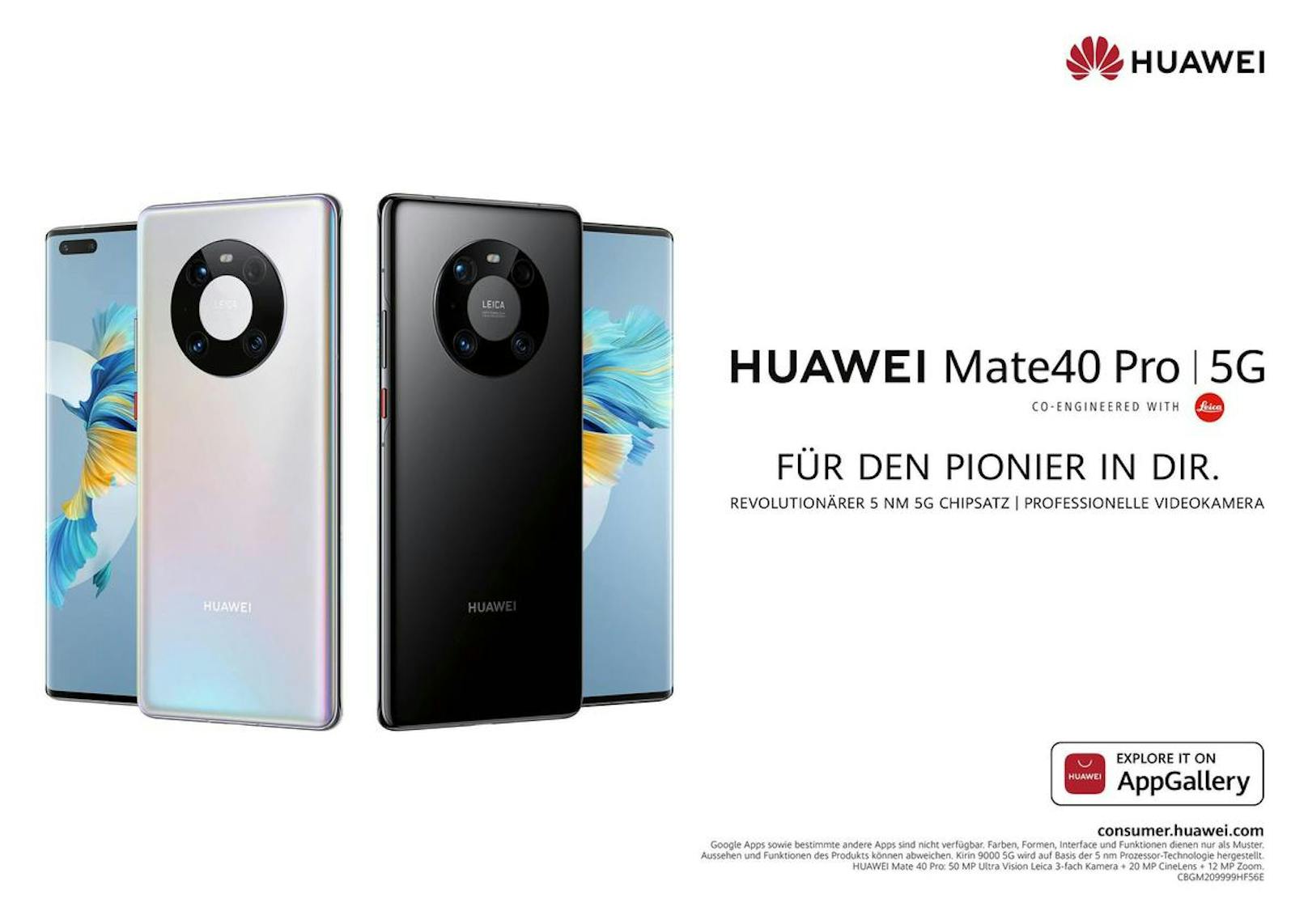 Huawei verkauft das Mate 40 Pro ab sofort um 1.199 Euro in Österreich.