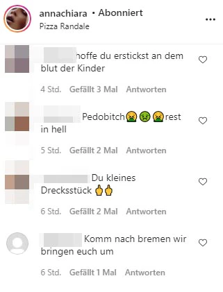 Wüste Hasspostings gegen Anna Chiara