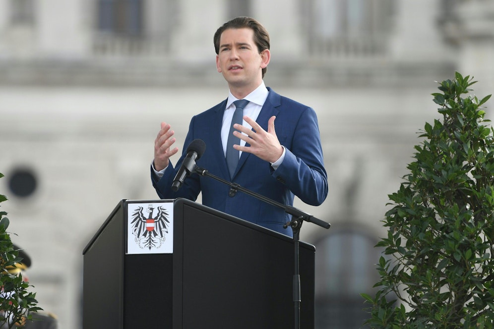 Sebastian Kurz bei der Rede an die Nation am Wiener Heldenplatz