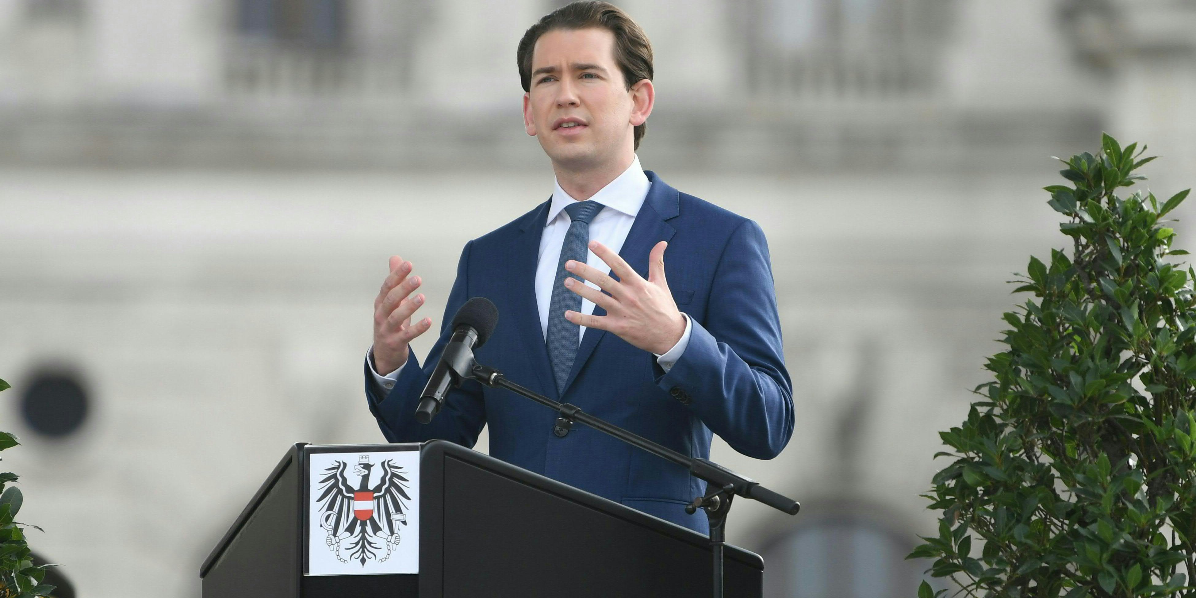 Sebastian Kurz bei der Rede an die Nation am Wiener Heldenplatz