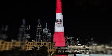 Burj Khalifa in Dubai erstrahlte in Rot-Weiß-Rot