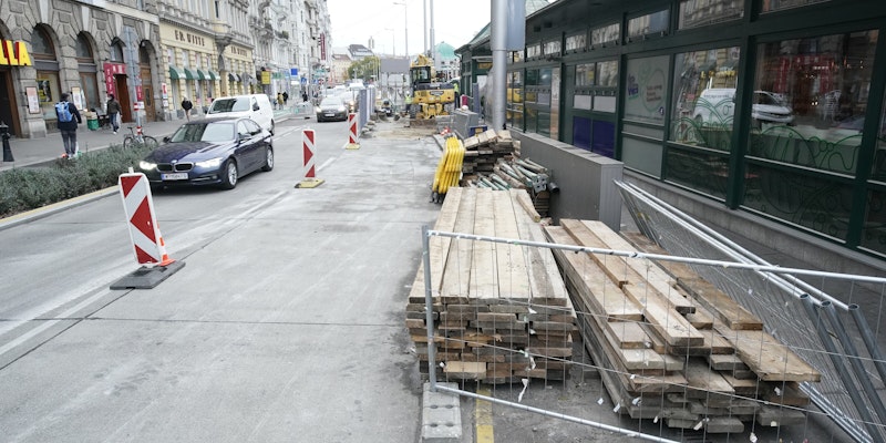 Baustelle auf der Linken Wienzeile.