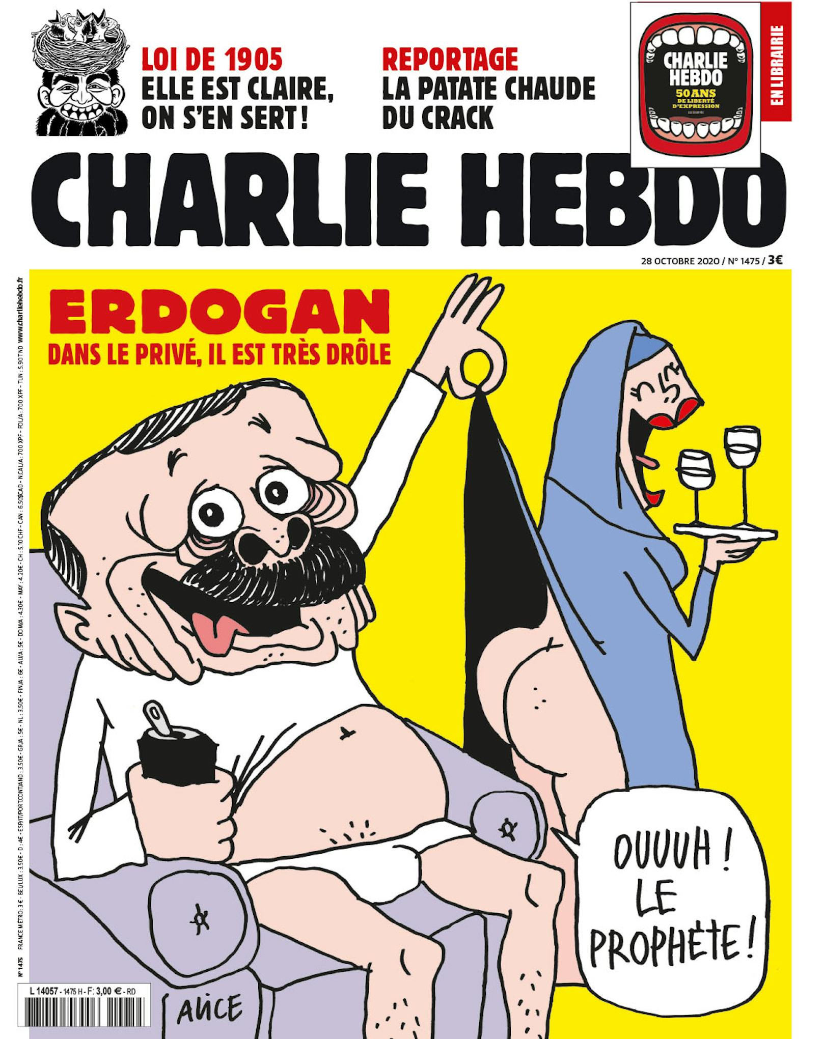 Das französische Satiremagazin "Charlie Hebdo" zeigt eine Karikatur des türkischen Präsidenten Erdogan.