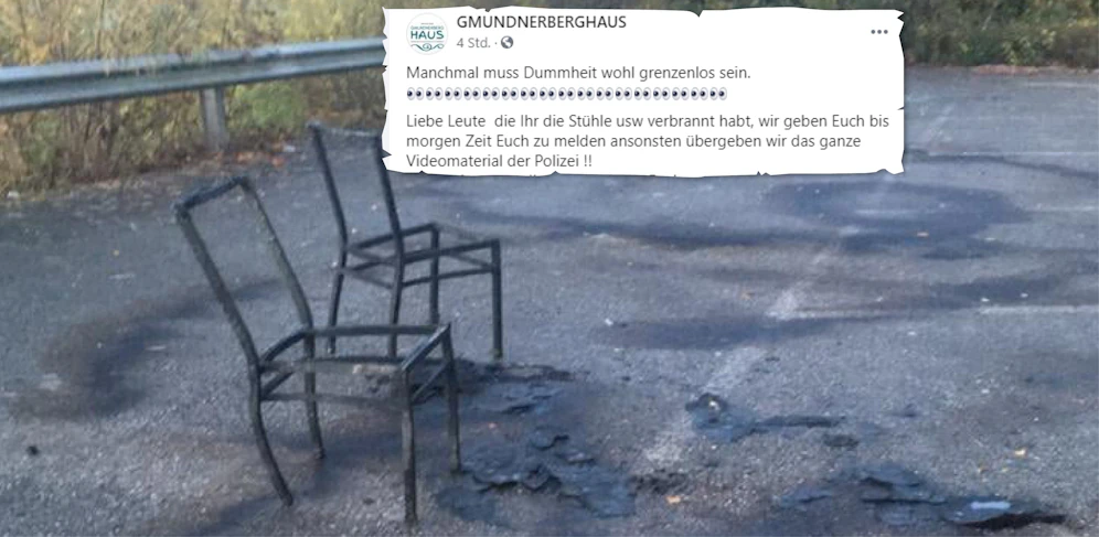 Zwei Jugendliche fackelten auf einem Hotelparkplatz zwei Stühle ab, meldeten sich danach beim Besitzer.