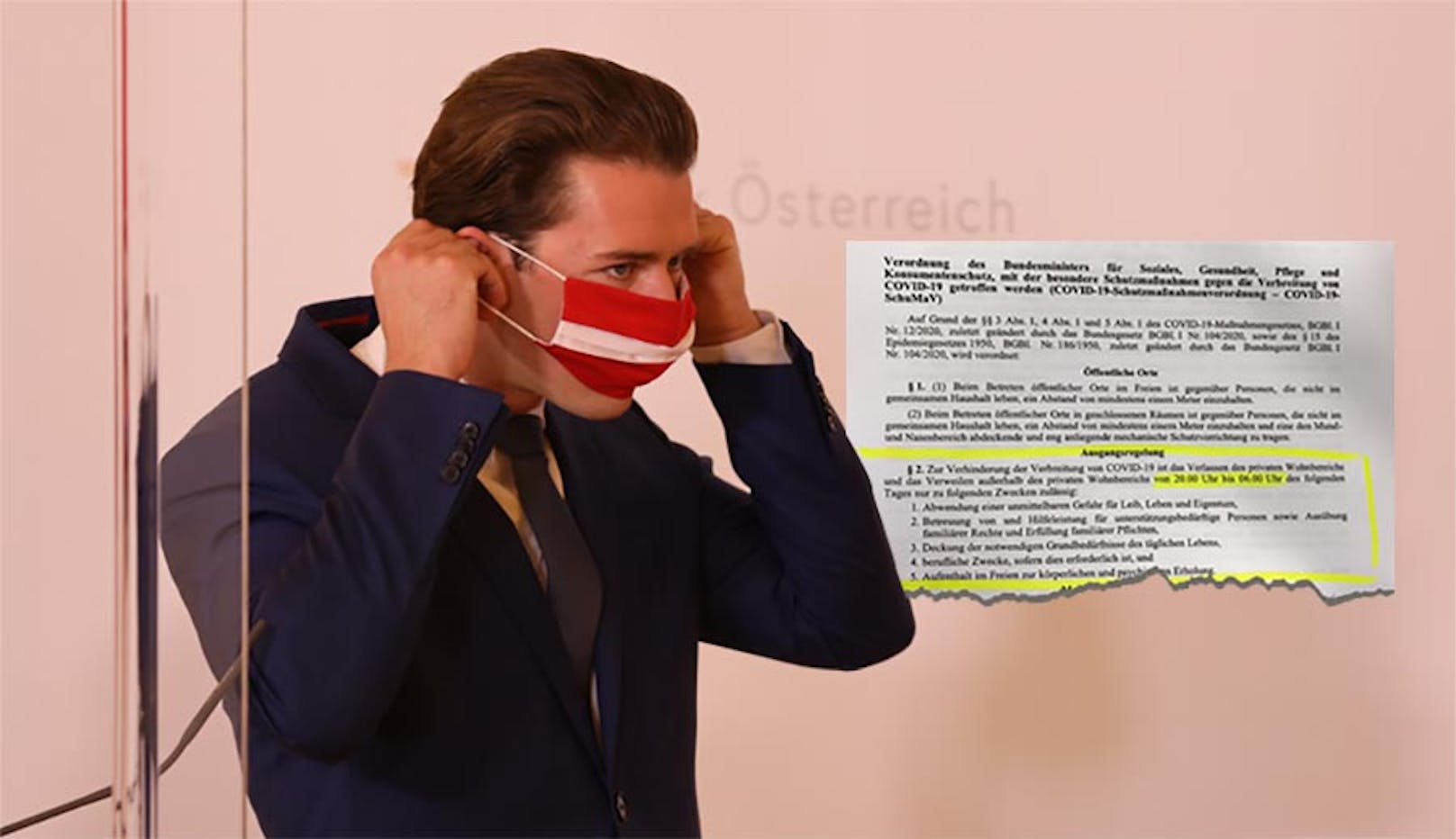 Bundeskanzler Sebastian Kurz tritt Samstagnachmittag vor die Presse.