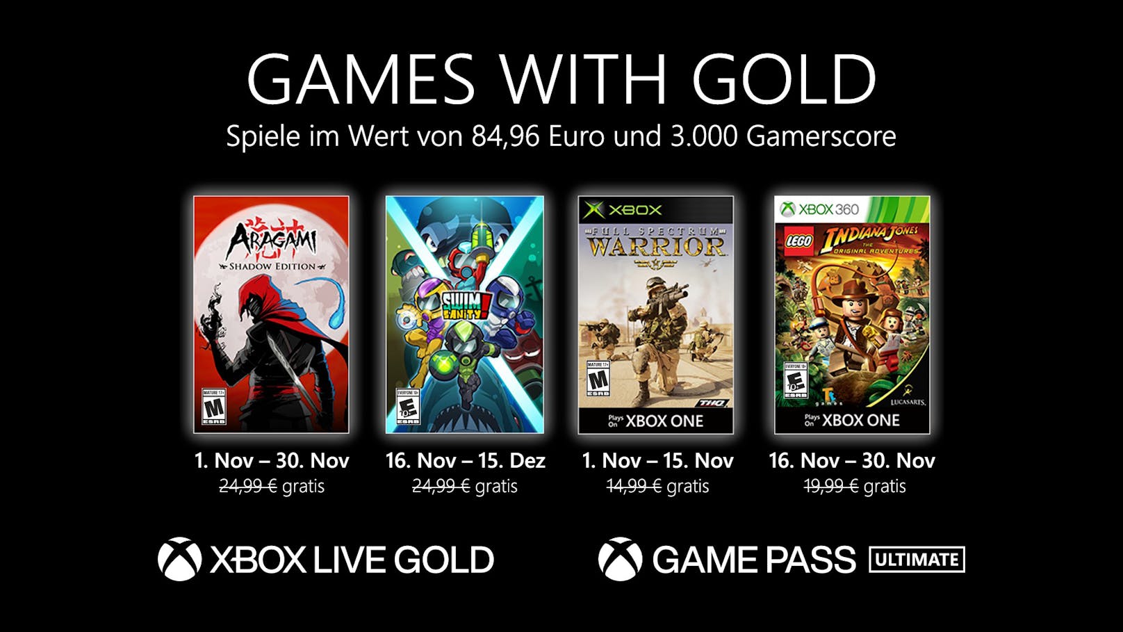 Die Games with Gold im November 2020.