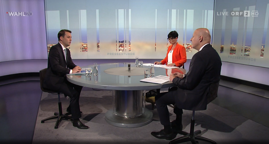 Dominik Nepp mit Ulla Kramar-Schmid (ORF) und <em>