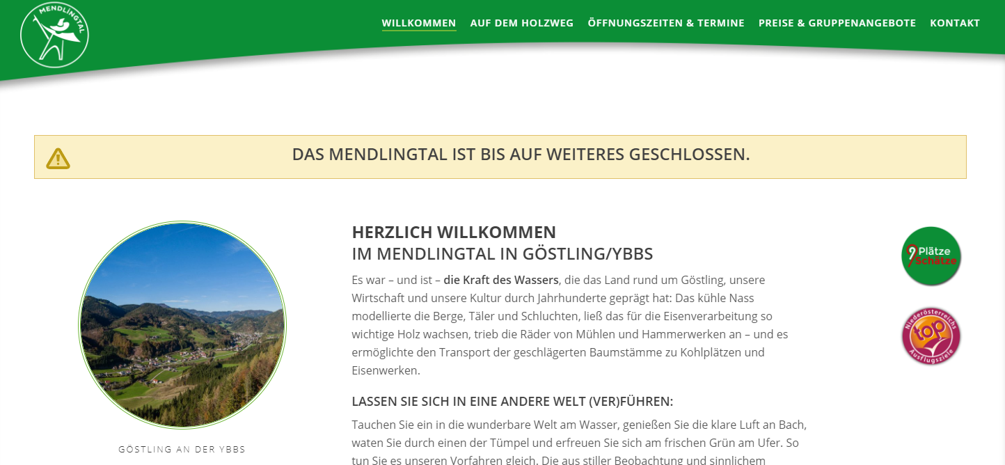 Das Mendlingtal ist nun geschlossen.