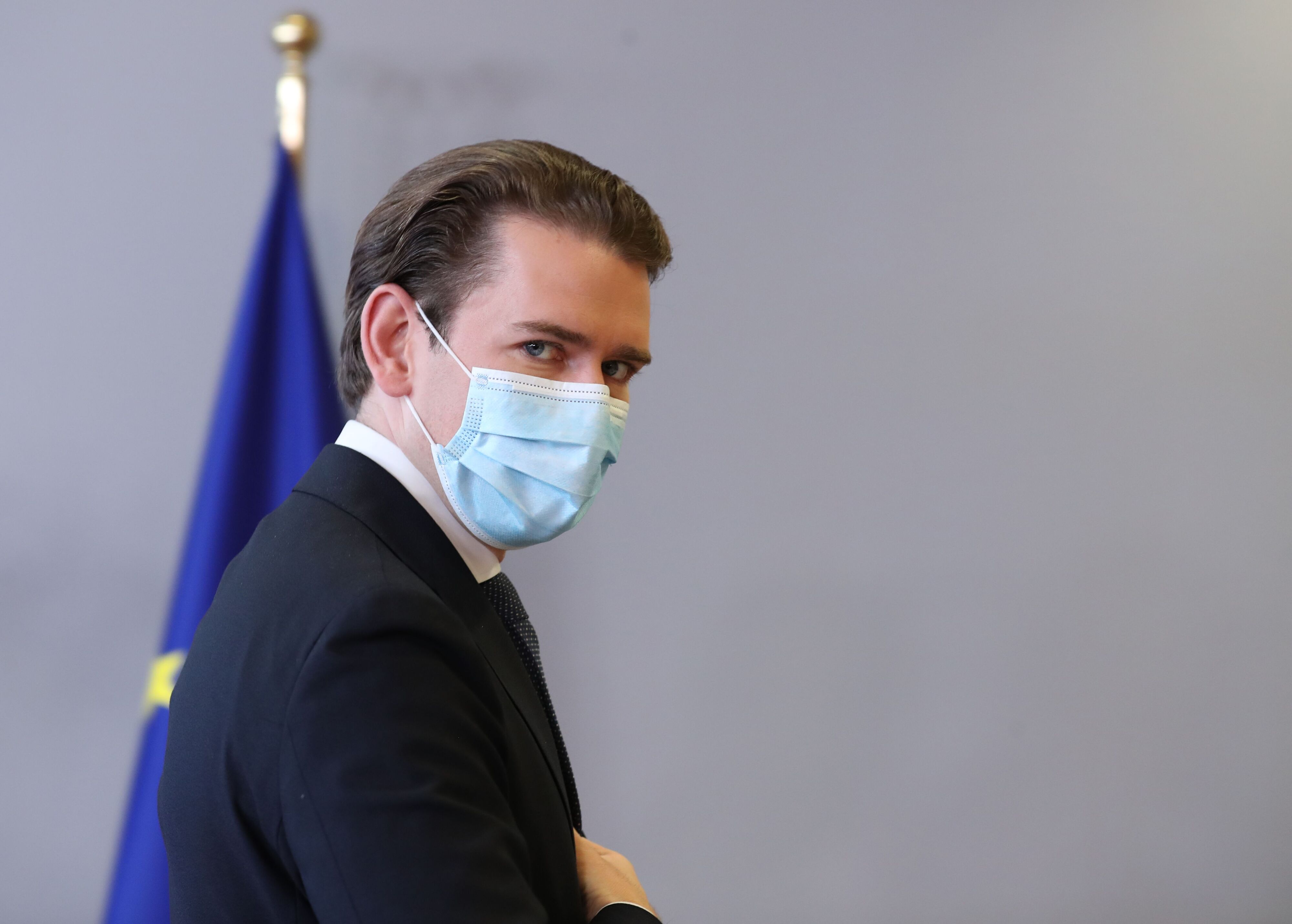 Bundeskanzler Sebastian Kurz mit Mund-Nasen-Schutz beim EU-Gipfel in Brüssel (1. Oktober 2020)