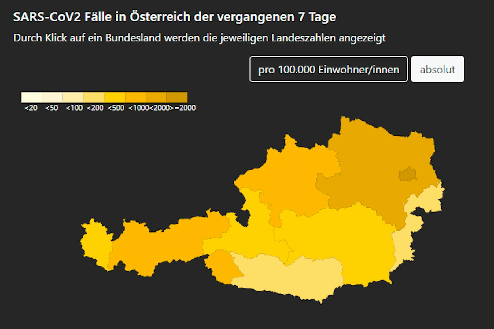 Screenshot des neuen Covid-19-Dashboards der AGES (6. Oktober 2020)