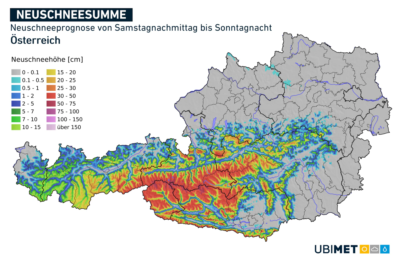 Neuschnee-Prognose von Samstag auf Sonntag