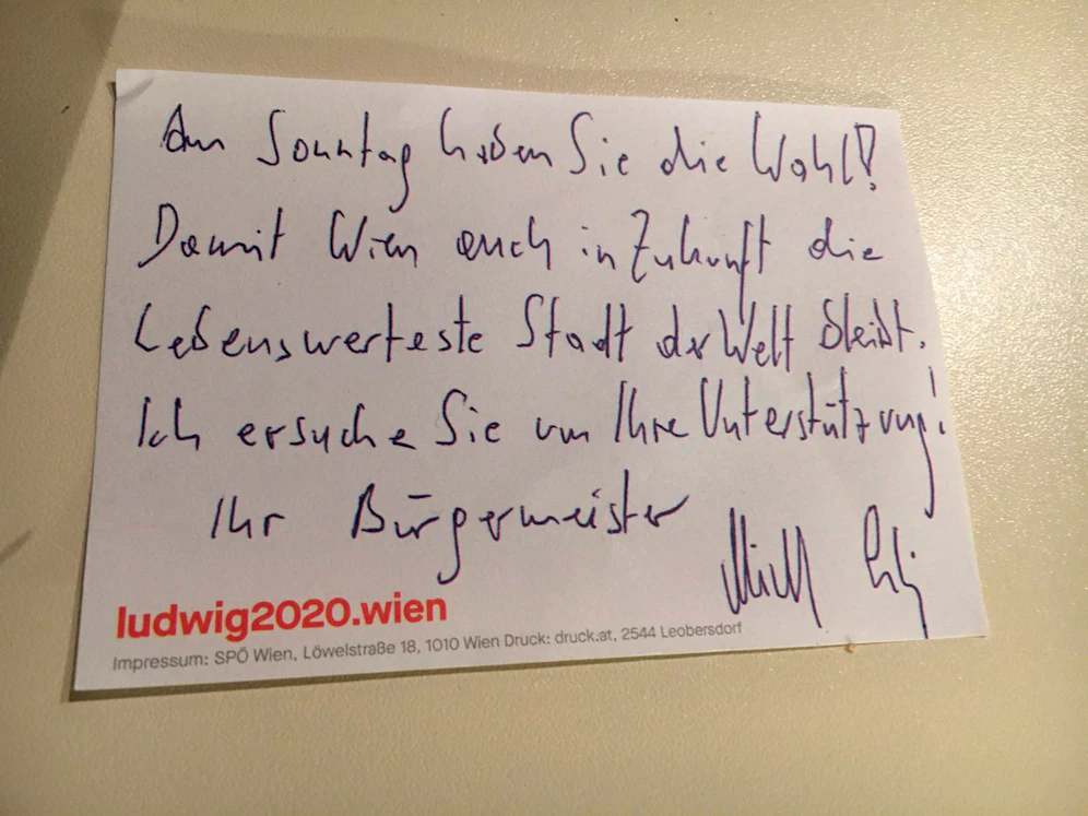 Bürgermeister Ludwig richtet handgeschriebene Worte an die Wiener.