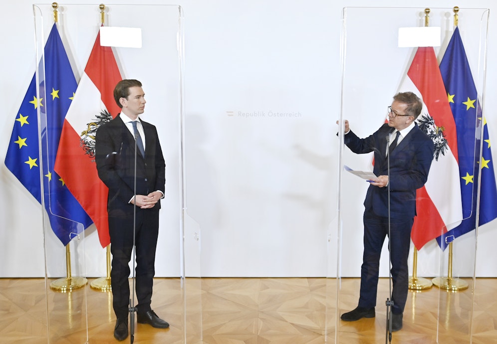 Bundeskanzler Sebastian Kurz und Gesundheitsminister Rudolf Anschober.