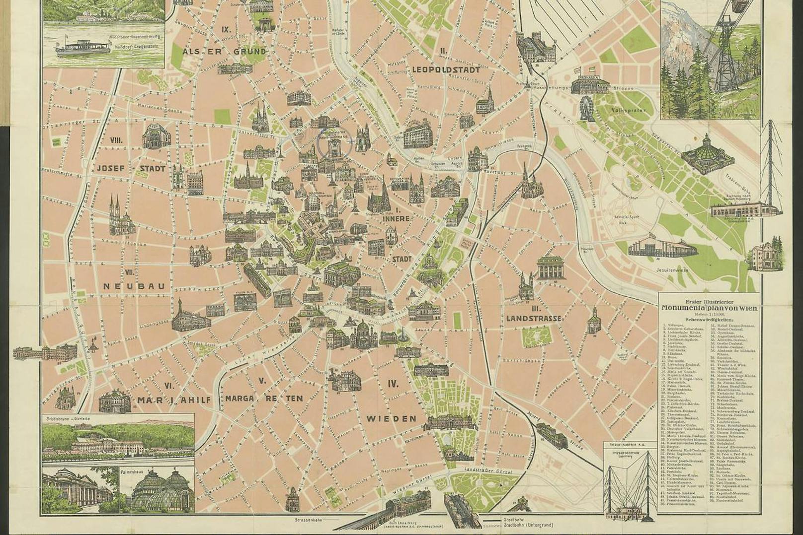 Der erste Monumental-Plan von Wien aus dem Jahr 1928.