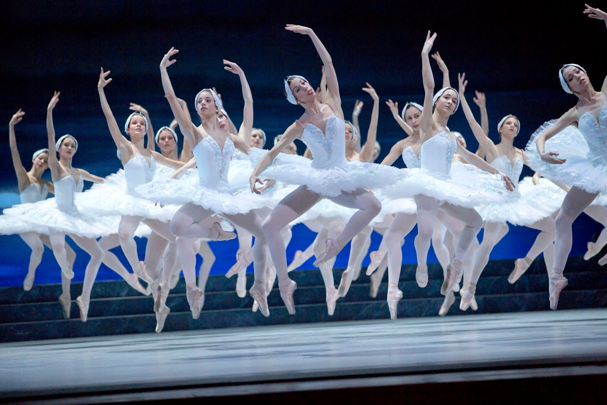 Ballett Schwanensee in der Wiener Staatsoper, mit Olga Esina als Odette/Odile und Vladimir Shishov als Prinz Siegfried.