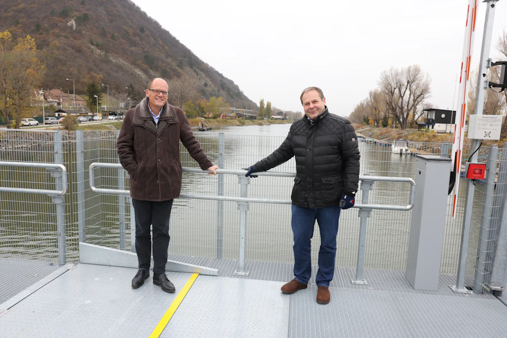 Baustellen-Koordinator Peter Lenz (l.) und&nbsp;Hermann Papouschek, Leiter der Abteilung Brückenbau und Grundbau der Stadt Wien