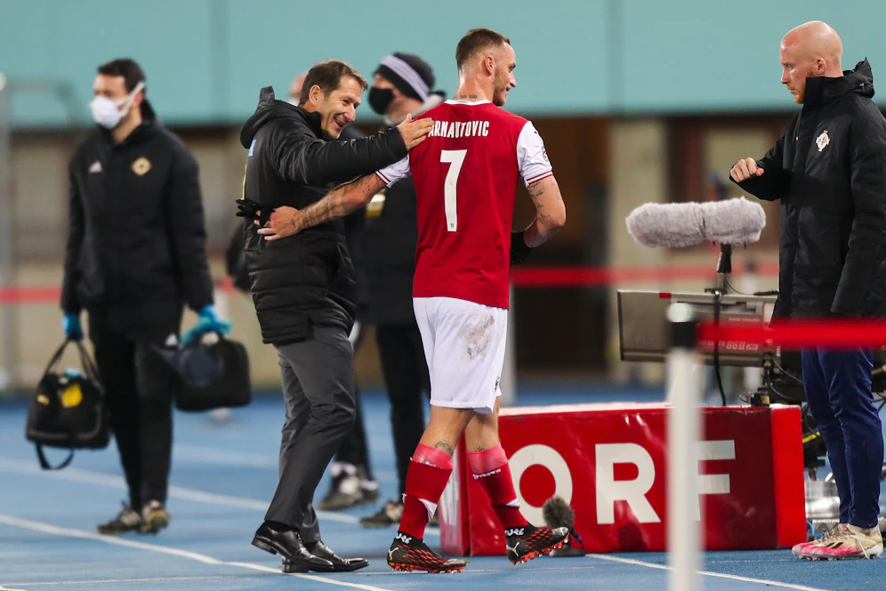 Marko Arnautovic mit Franco Foda