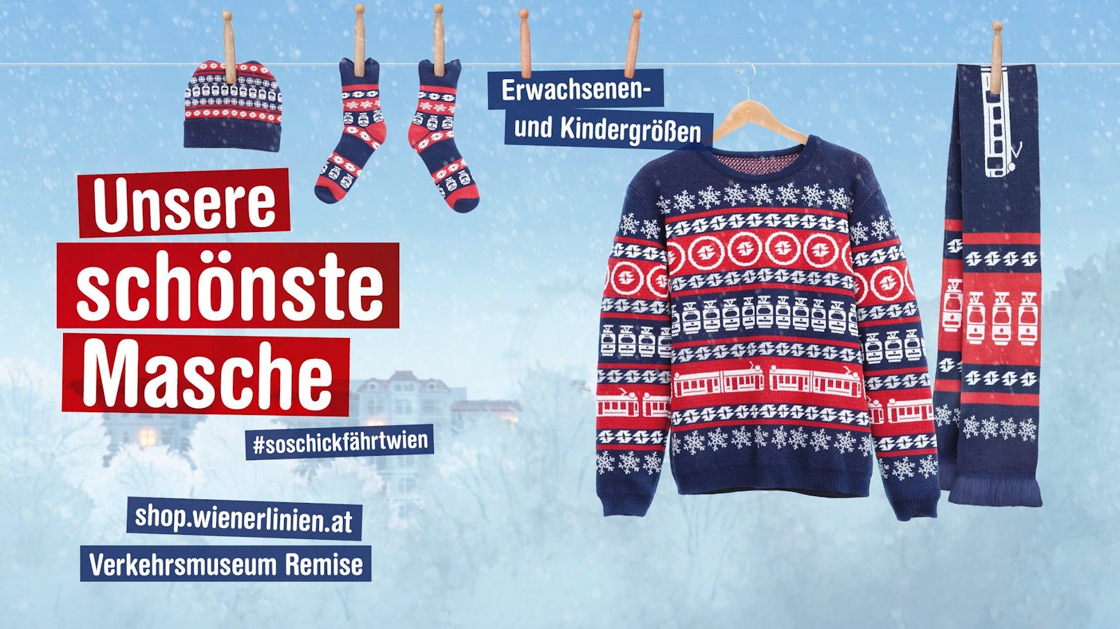 Kuschelige Winterbekleidung im Shop der Wiener Linien.