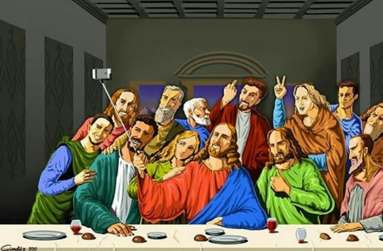 <em>Da Vincis "Abendmahl"</em>-Runde schickt ein Selfie aus dem Exil.<br>