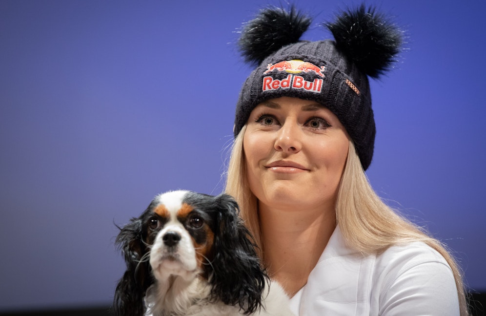 Lindsey Vonn mit Hündin Lucy. 