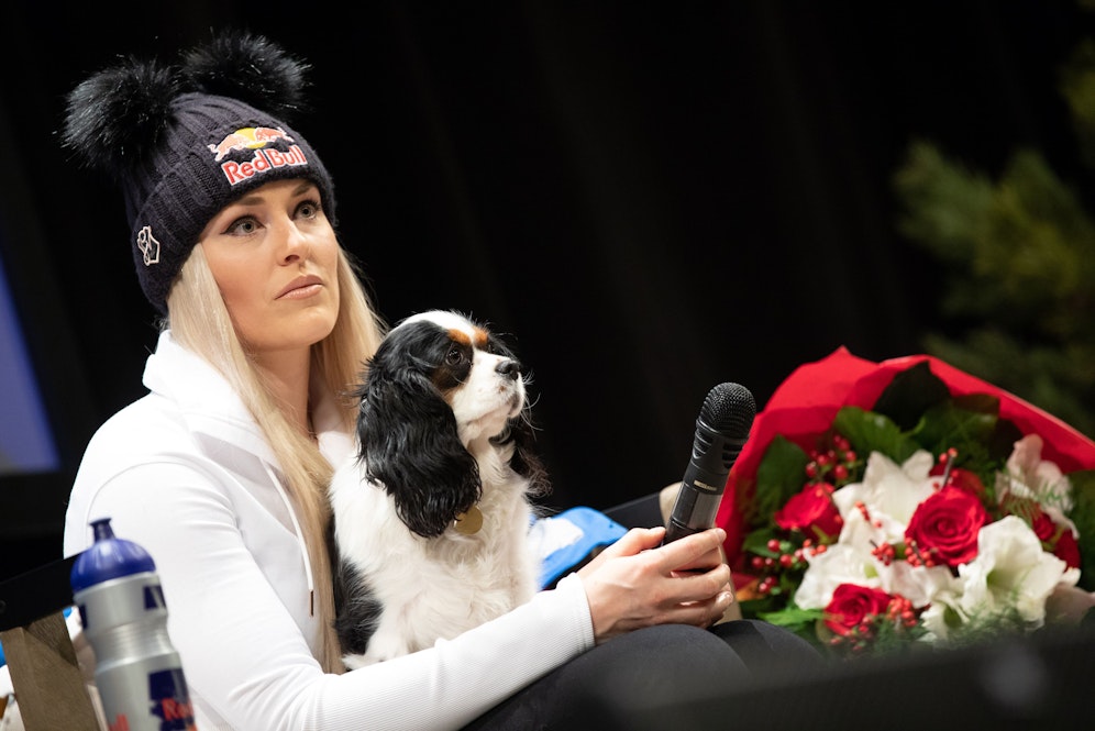 Hunde-Liebhaberin Lindsey Vonn mit Lucy. 