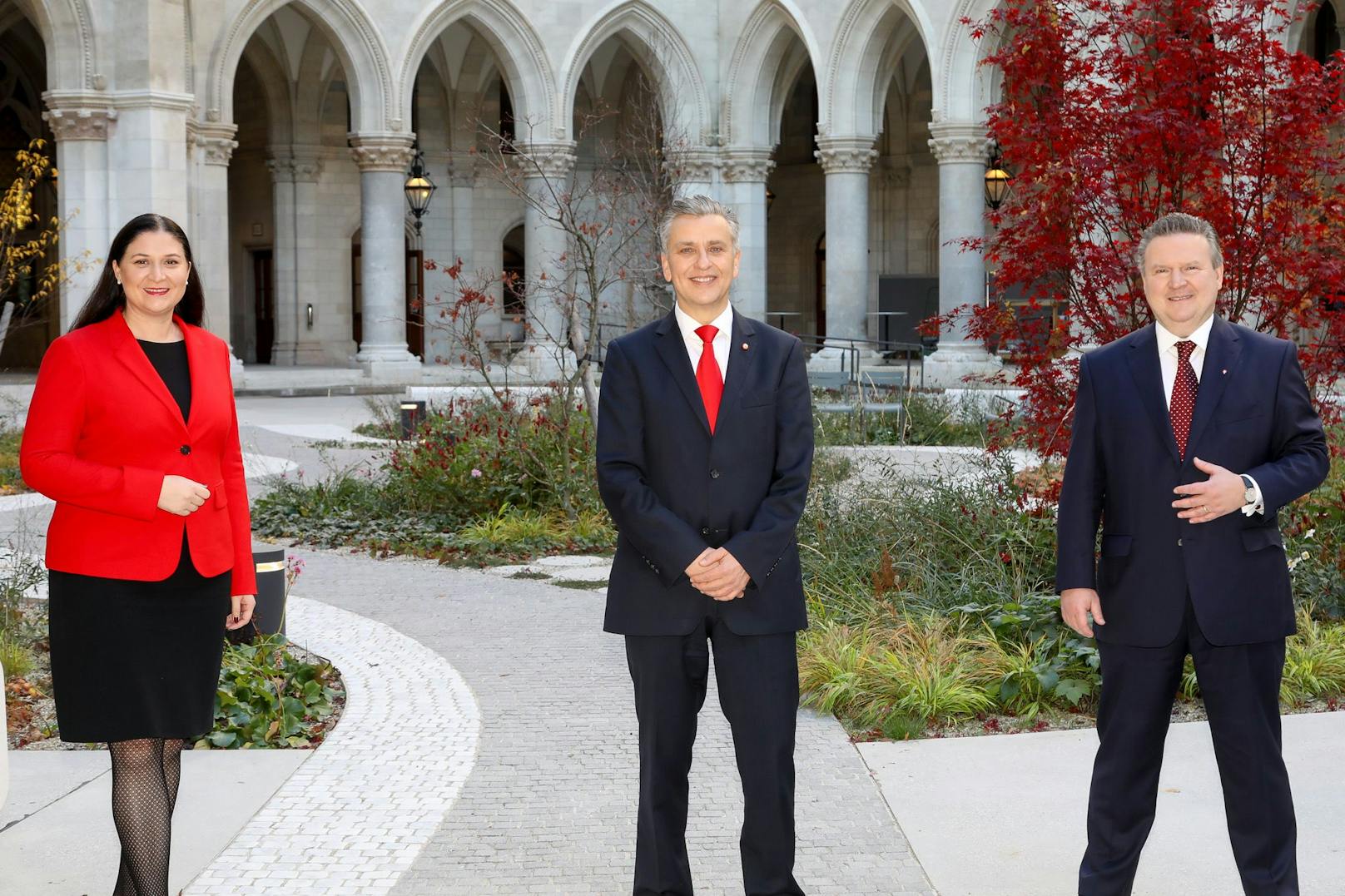 v.li.: Barbara Novak, Landesparteisekretärin der SPÖ Wien, SPÖ-Klubvorsitzender Josef Taucher sowie SPÖ-Chef und Bürgermeister Michael Ludwig