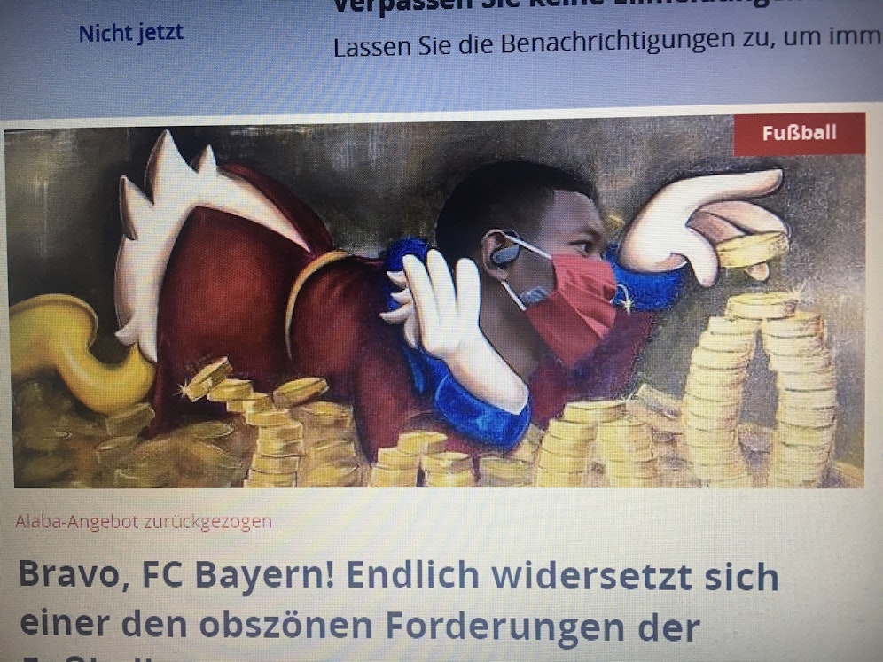 David Alaba beim Geldzählen als Dagobert Duck im 