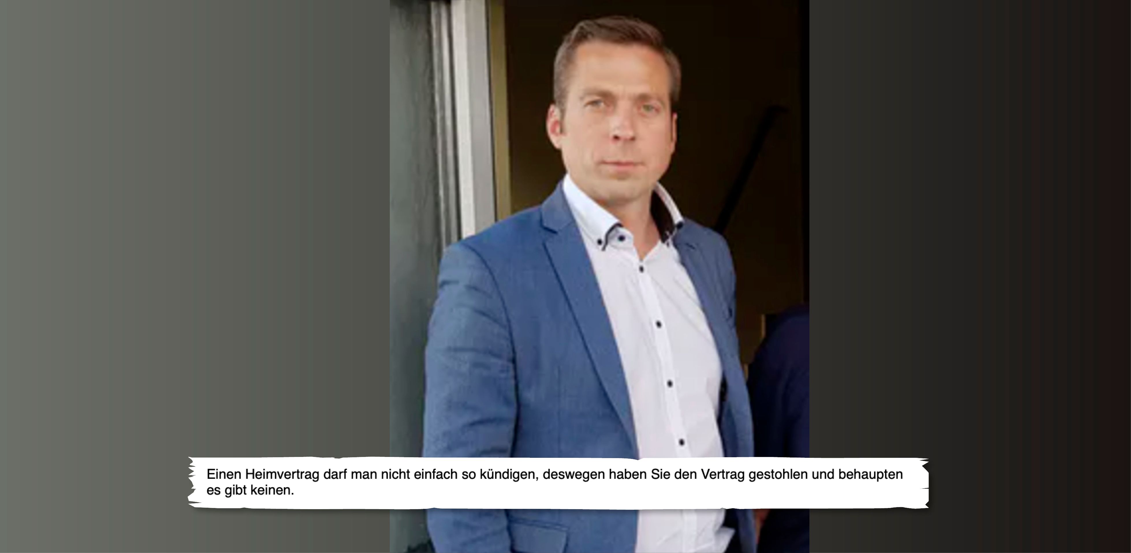 Sohn Klaus Otzelberger und Originalmail an Pflegeheim