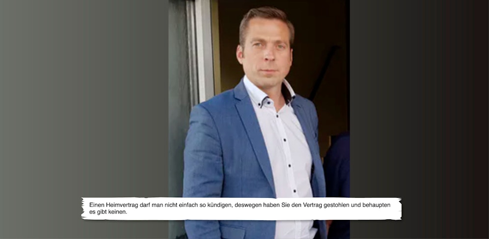 Sohn Klaus Otzelberger und Originalmail an Pflegeheim