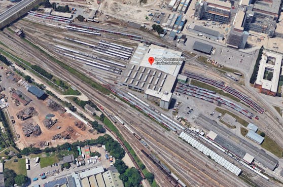 Blick auf den ÖBB Produktionsstandort in Floridsdorf