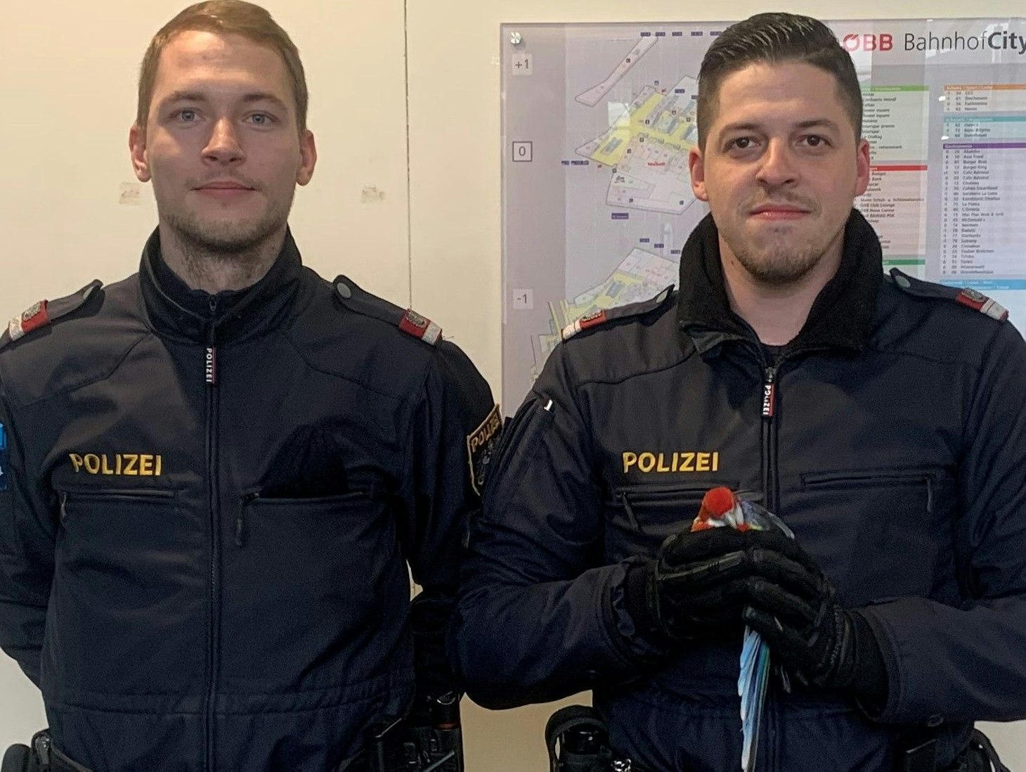 v.l.n.r. Inspektor Matthias G., Revierinspektor Patrick M. retteten den erschöpften Vogel