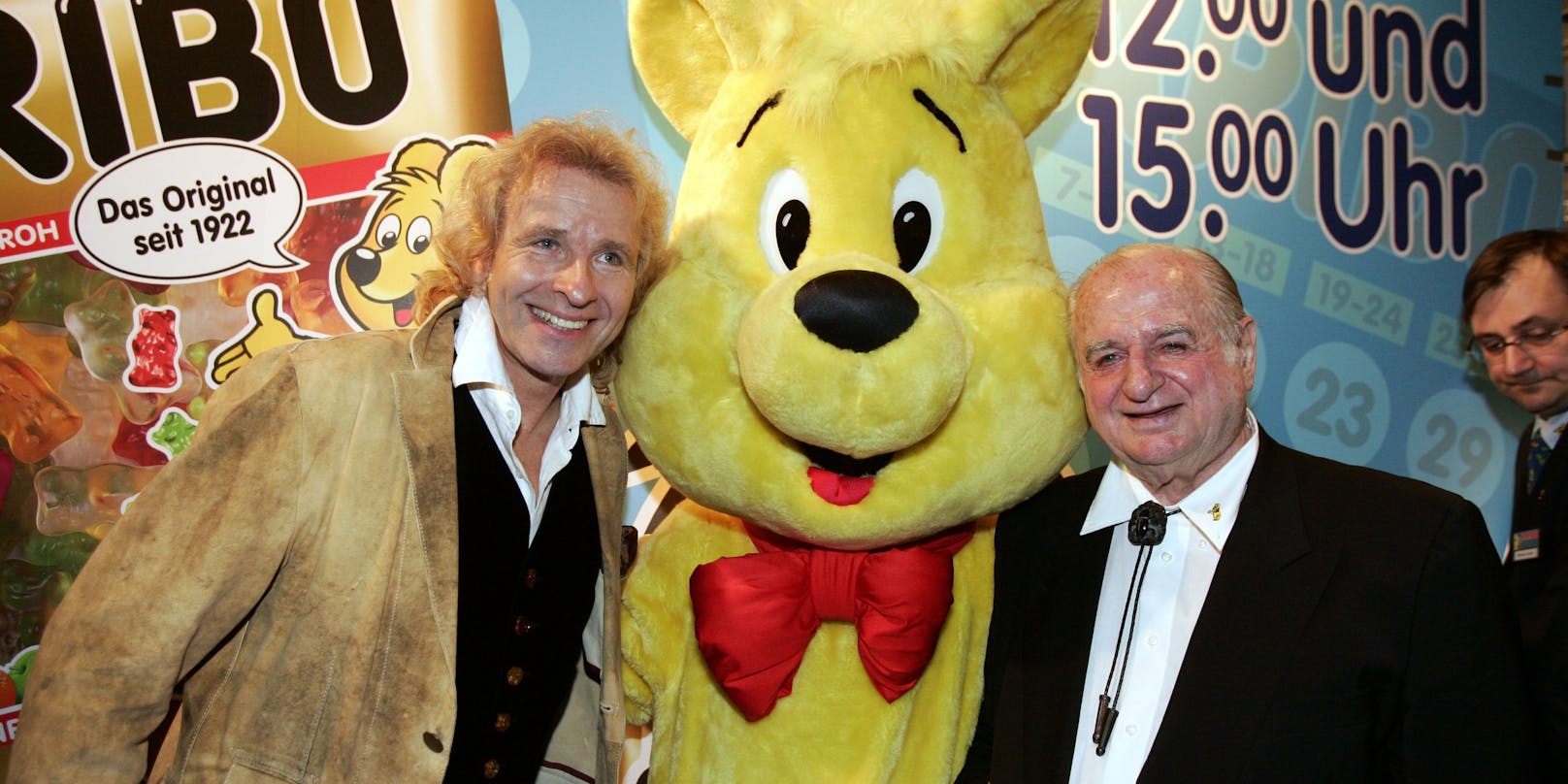 Moderator und Entertainer Thomas Gottschalk 2008 mit dem damaligen Haribo-CEO Hans Riegel (verstarb 2013)