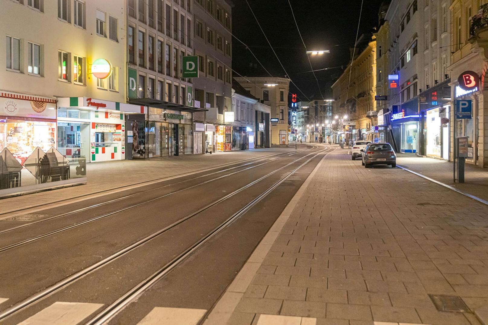 Die Landstraße in Linz heute Früh.