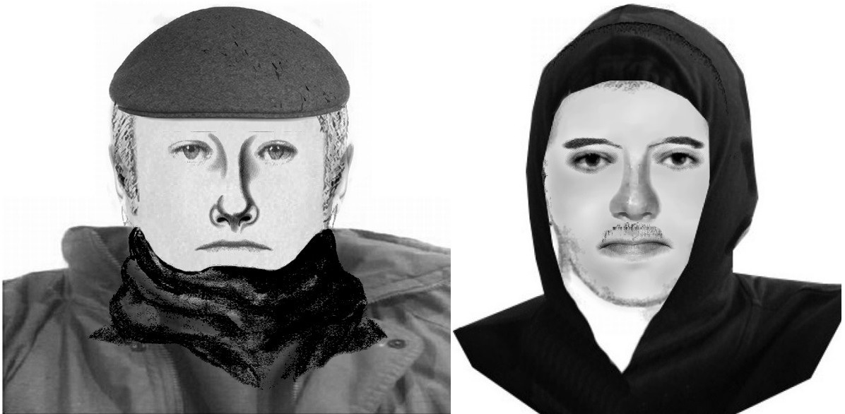 Links der Betrüger, rechts der Messermann.