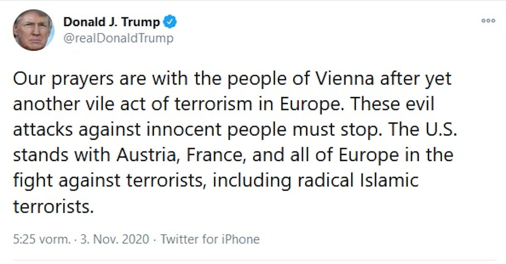 Auch aus den USA gab es Reaktionen zu dem grausamen Vorfall in Wien. Trump und Biden stünden hinter Österreich. 