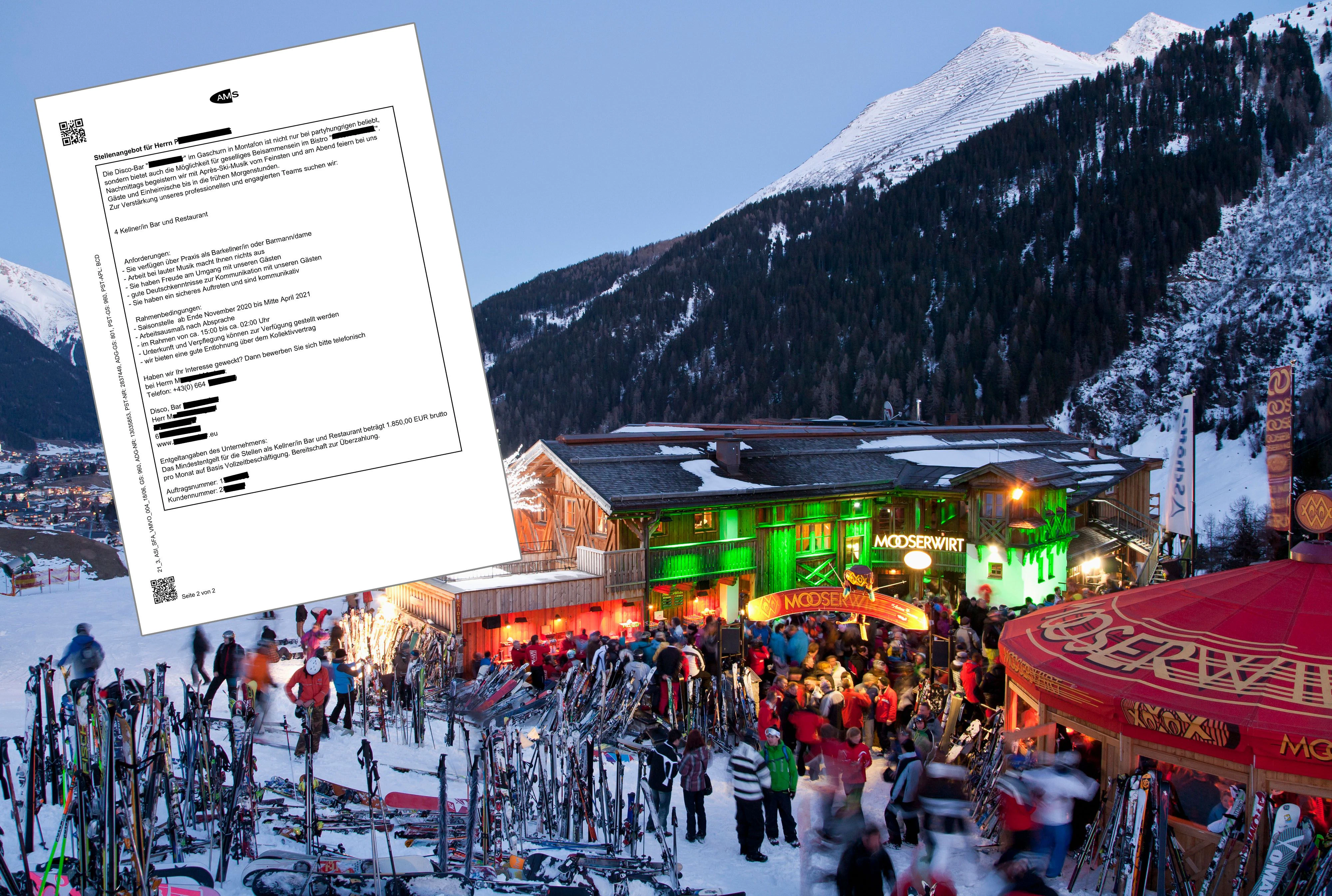 Das AMS vermittelt Jobs für Aprés-Ski.
