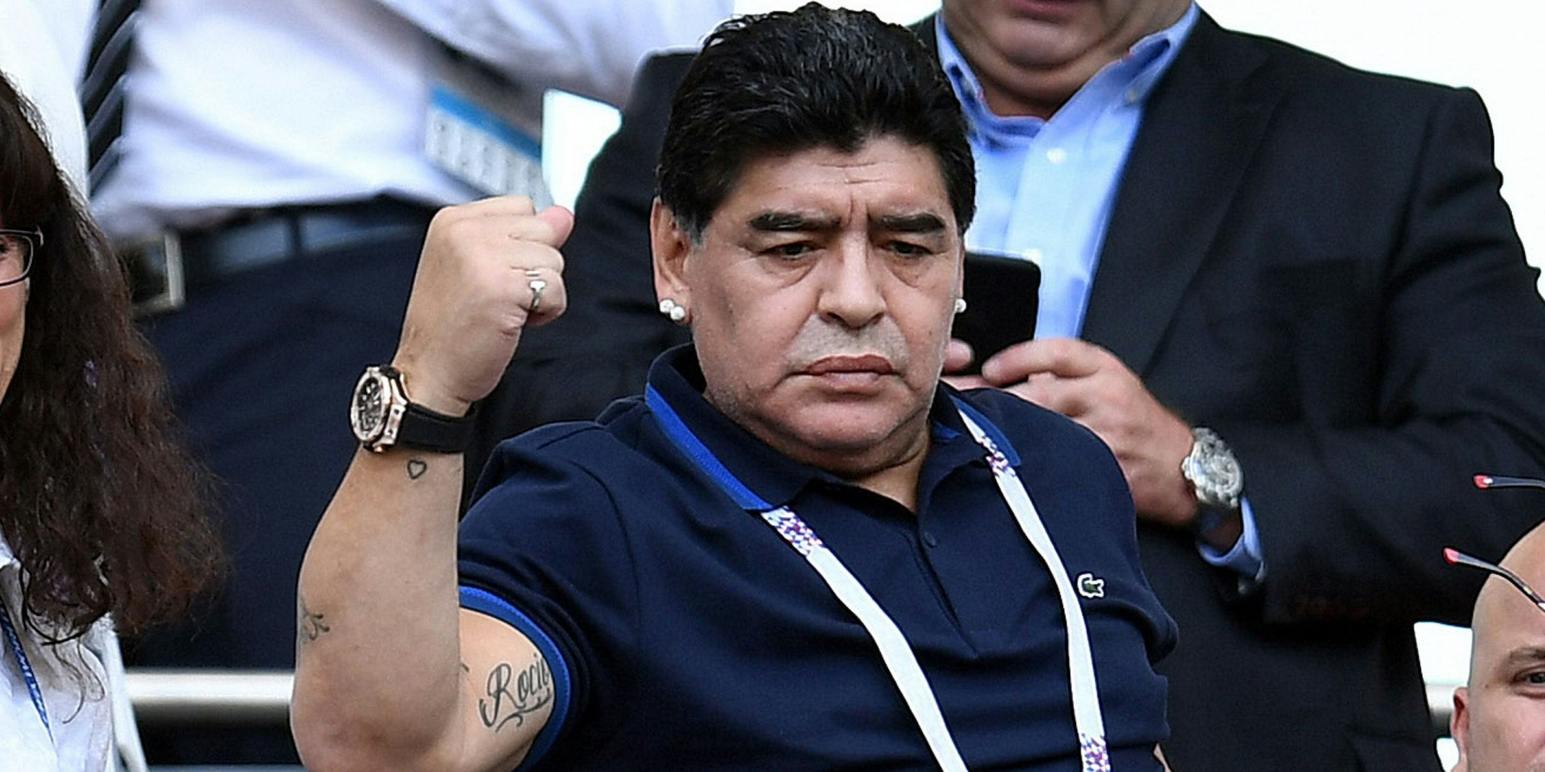 Diego Maradona bei der WM 2018 in Russland.